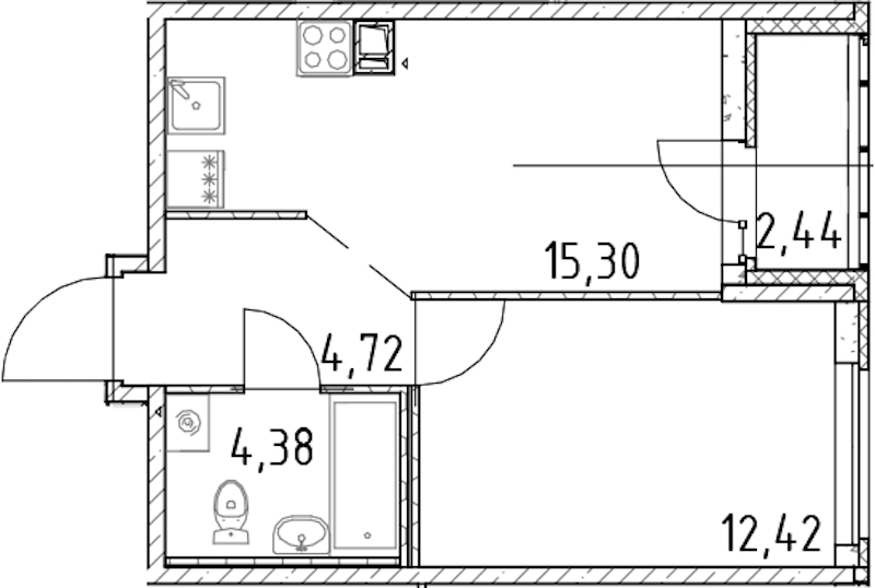 1-комнатная квартира 36.82 м², 9/17 эт., ЖК «Город Первых»